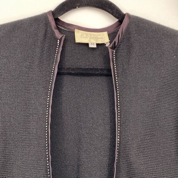 EL Ana Occasion Evening  Studded Embellished Jacket Rhinestone Buttons Black M - Picture 5 of 14